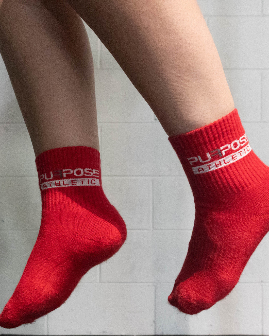 Red Athlete Crew Socks